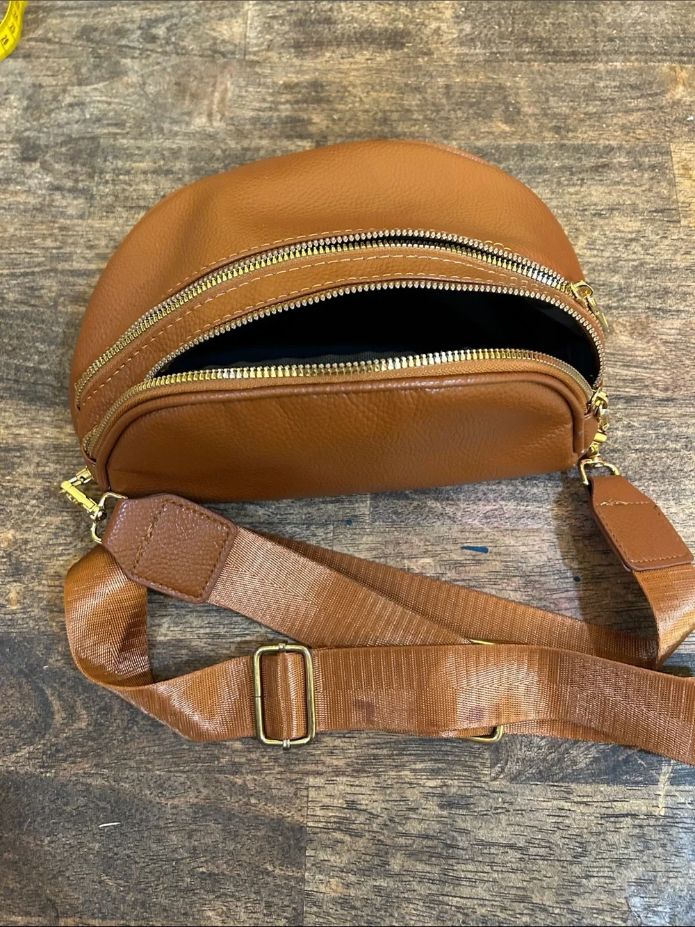 Women's Tan Leather Crossbody Belt Bag